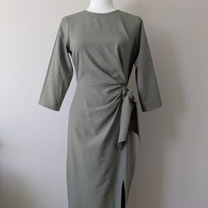 ASOS Gray Long Sleeve Dress with Side Knot